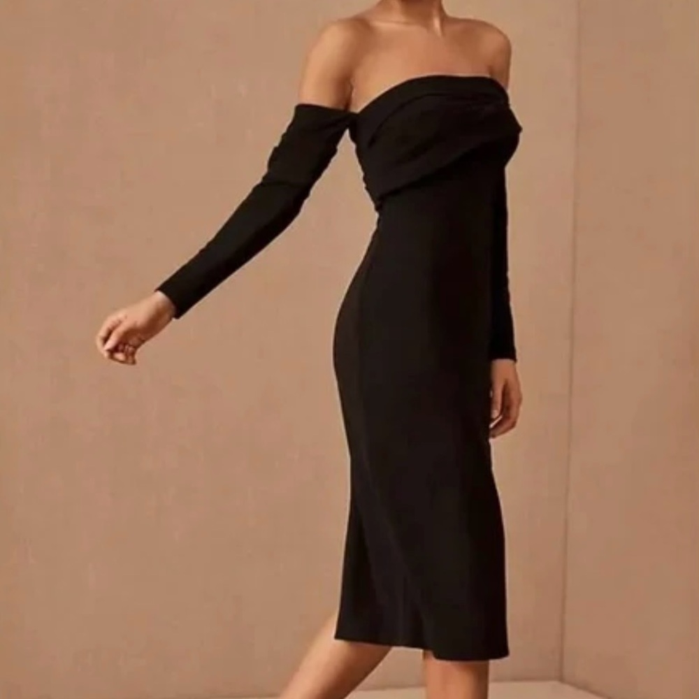 NWT Anthropologie BHLDN Eastwood Black Off-the-Shoulder Dress Size 6